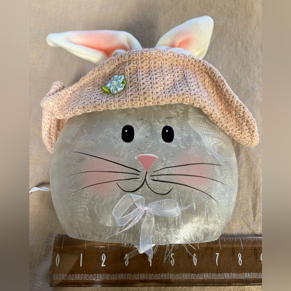Easter rabbit bunny lighted decoration, frosted glass, Stony Creek, NWT - Picture 5 of 14